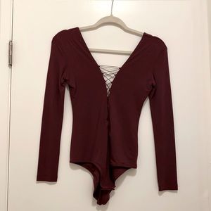 T by Alexander Wang Burgundy Bodysuit